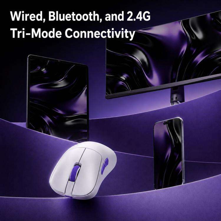 AKKO Nest 3-Mode E-Sports Gaming Mouse Dual 8K Ergonomic Design Mouse(White)