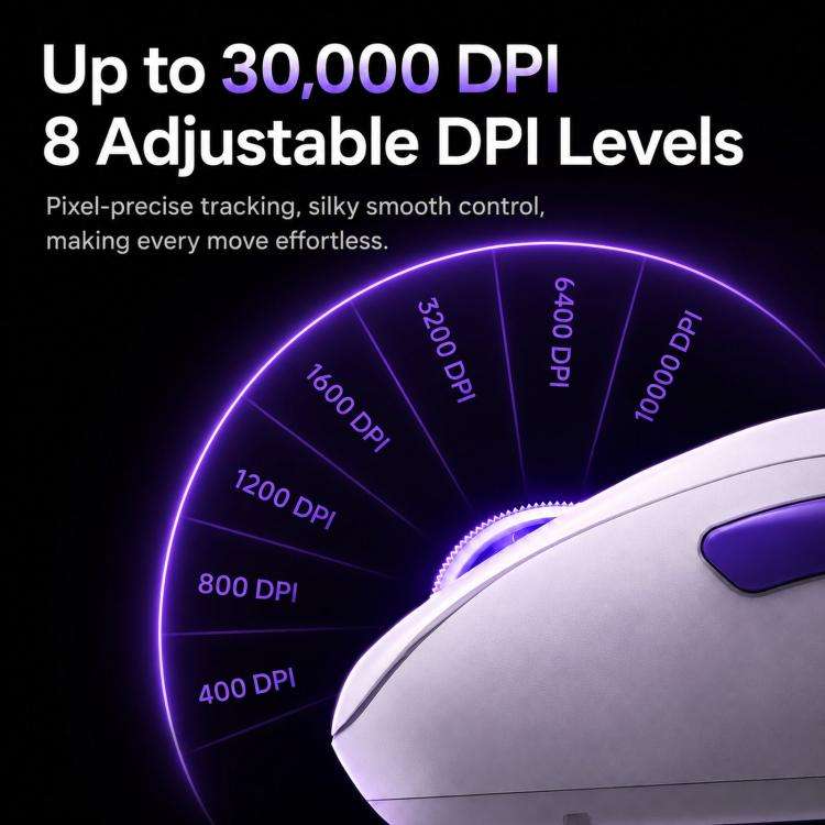 AKKO Nest 3-Mode E-Sports Gaming Mouse Dual 8K Ergonomic Design Mouse(White)