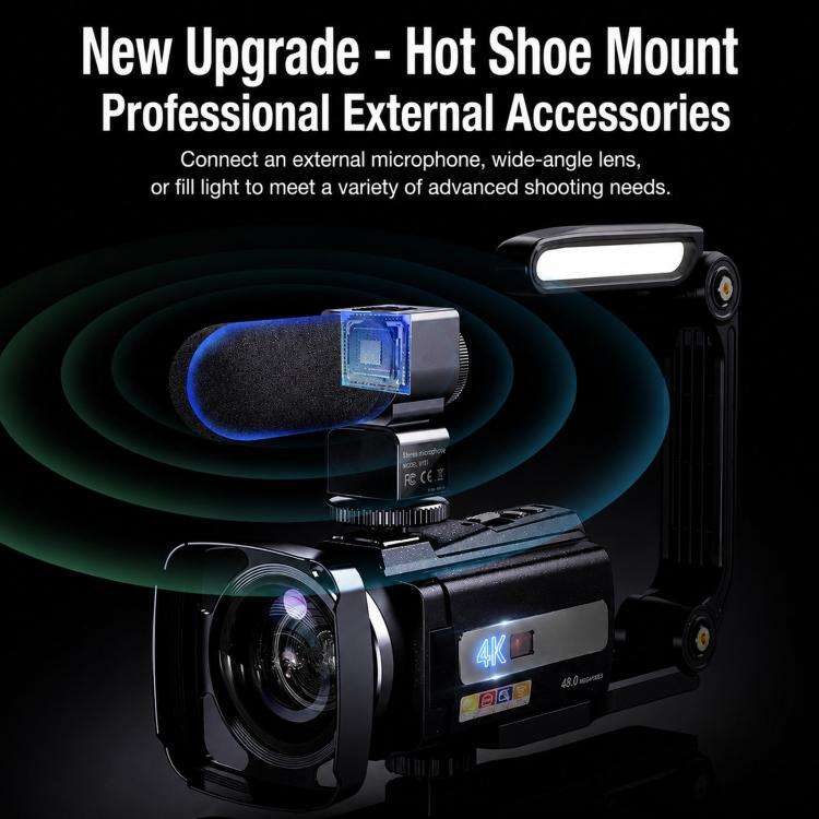 4K Video Camera Camcorder 48MP 3.0 Inch IPS Touch Screen With IR Night Vision 16X Digital Zoom Wi...