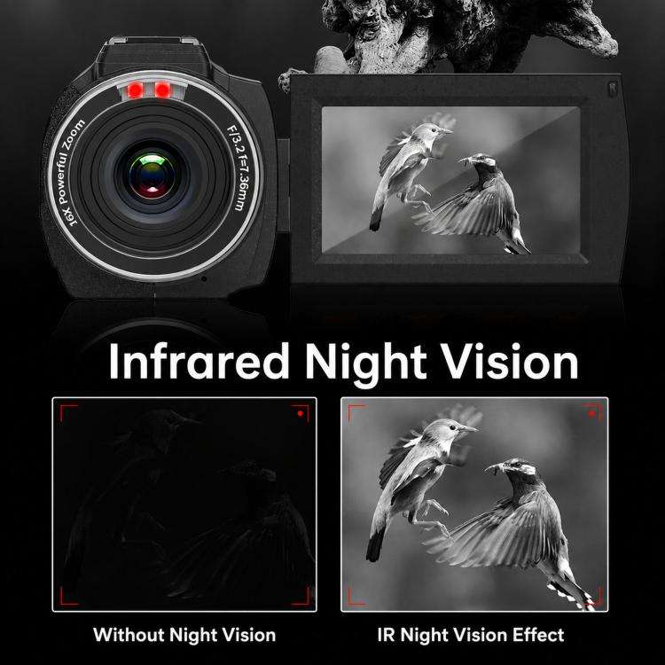 4K Video Camera Camcorder 48MP 3.0 Inch IPS Touch Screen With IR Night Vision 16X Digital Zoom Wi...