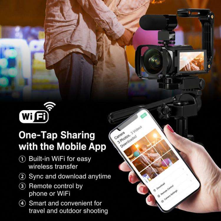 4K Video Camera Camcorder 48MP 3.0 Inch IPS Touch Screen With IR Night Vision 16X Digital Zoom Wi...
