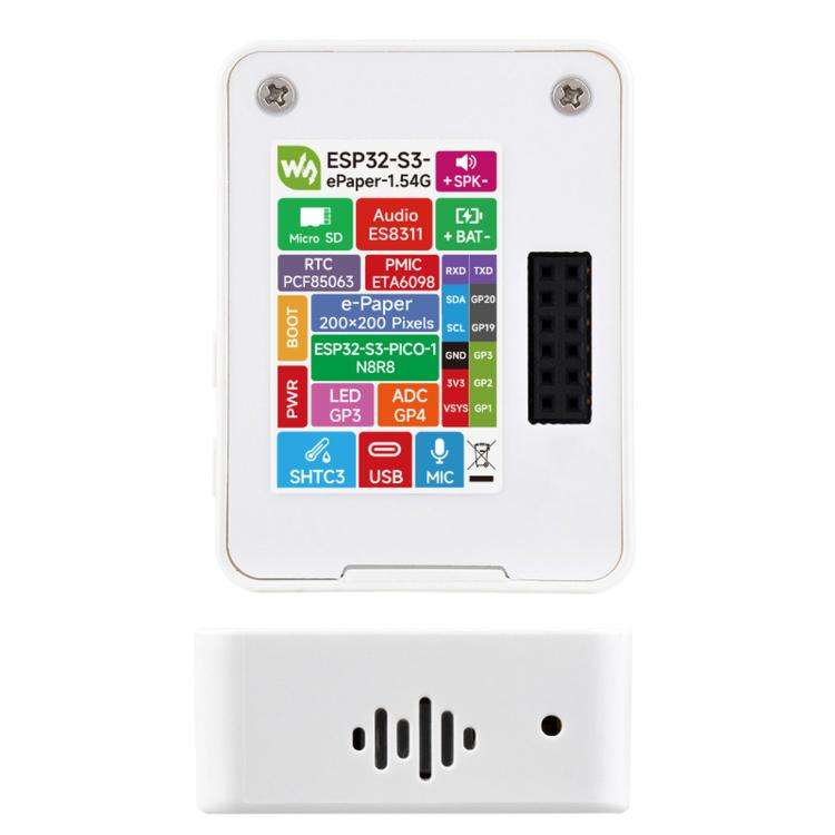 Waveshare ESP32-S3 1.54-Inch E-Ink AIoT Development Board, 200×200 Resolution(Without Lithium Ba...