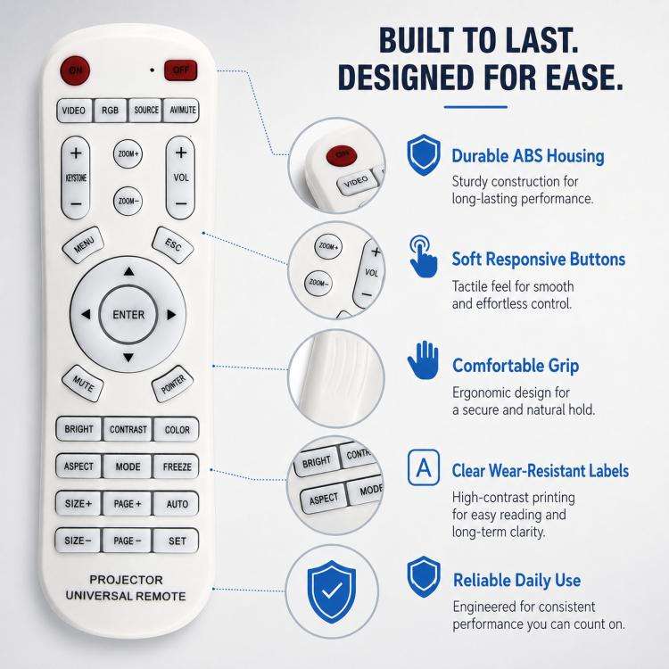 Universal Projector Remote Control Replacement Compatible with Epson BenQ Optoma Acer NEC