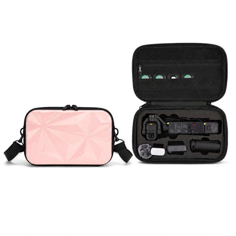 For DJI Osmo Pocket 4P Carrying Case Hard Shell Waterproof Storage Bag With Strap(Pink)