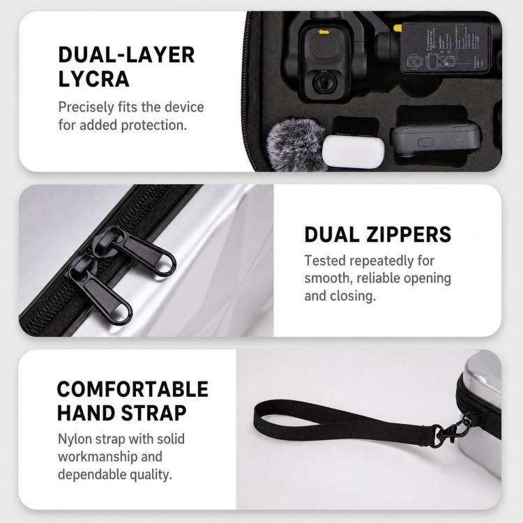 For DJI Osmo Pocket 4P Carrying Case Hard Shell Waterproof Storage Bag With Strap(Silver)
