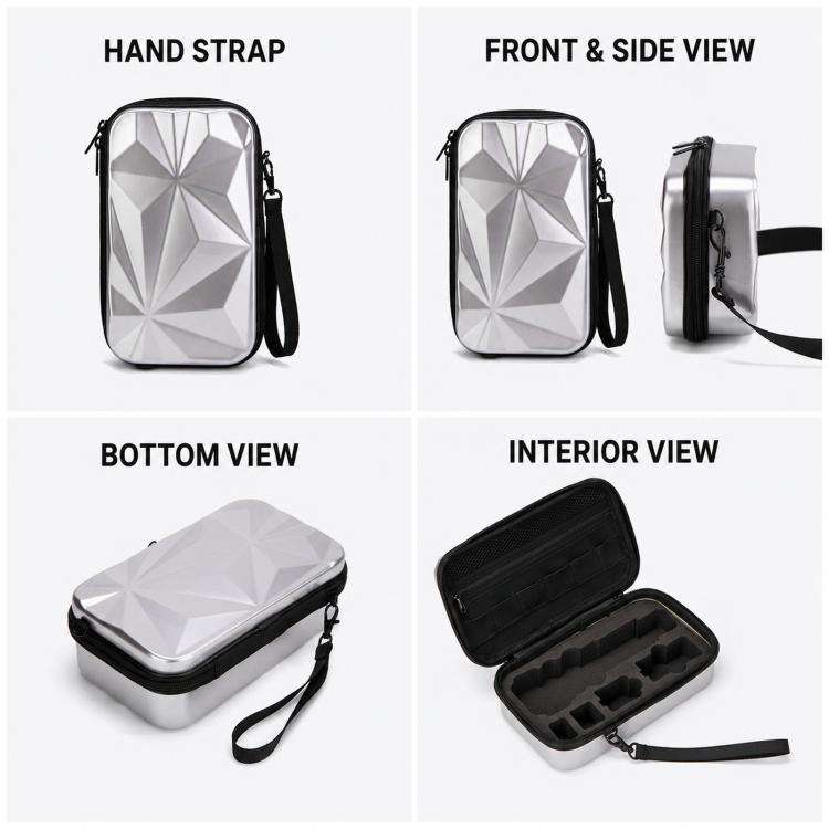 For DJI Osmo Pocket 4P Carrying Case Hard Shell Waterproof Storage Bag With Strap(Silver)