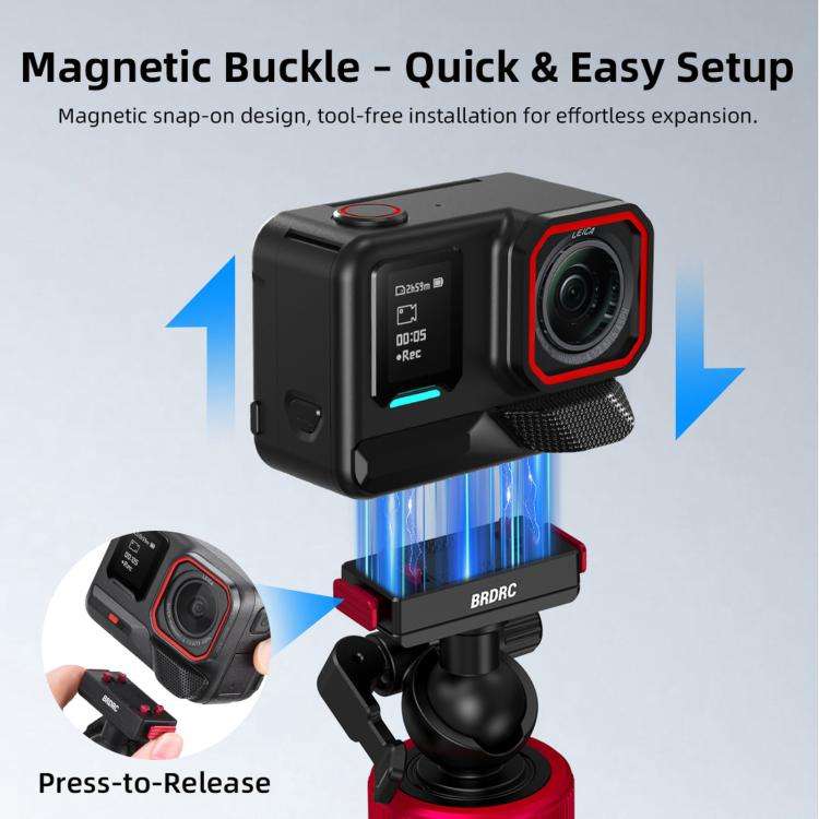 For Insta360 Ace Pro 2 / X5 BRDRC 1.6m Ball Head Quick-Release Tripod Selfie Extension Pole(Black)