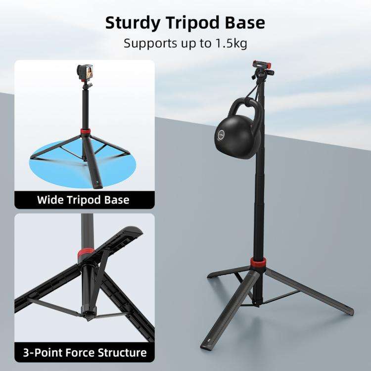 For DJI Osmo Action 3 / 4 / 5 Pro BRDRC 1.6m Ball Head Quick-release Tripod Extension Selfie Stick