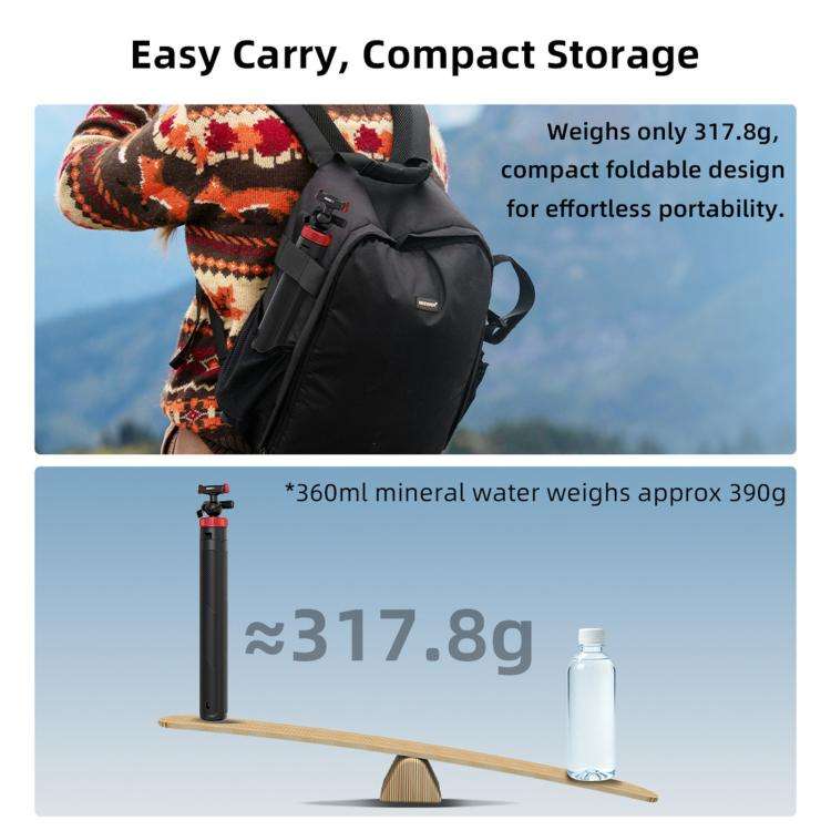 For DJI Osmo Action 3 / 4 / 5 Pro BRDRC 1.6m Ball Head Quick-release Tripod Extension Selfie Stick