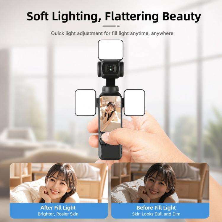 For DJI Osmo Pocket 3 Magnetic Fill Light Dimmable LED Vlog Video Light, Spec: Three Lamp