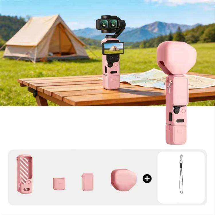 For DJI Osmo Pocket 4P CYNOVA Silicone Protective Case Screen Body Protective Cover(Pink)