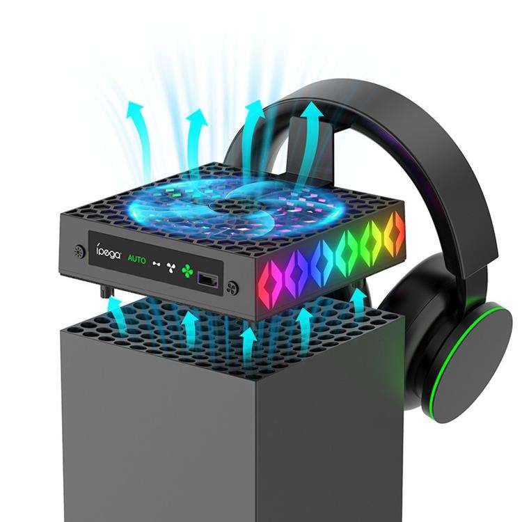 ipega Top Cooling Fan For Xbox Series X Console Auto Temp Sensor Cooler with RGB Light & Headset ...