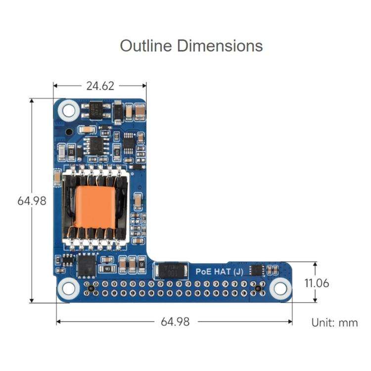 Waveshare 5/CM5 Dedicated PoE(+) Expansion Board For Raspberry Pi, Model: 34611