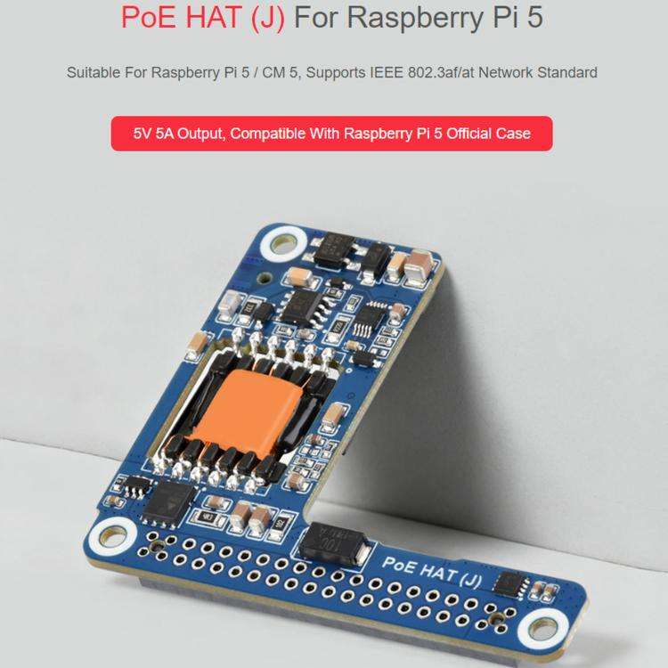 Waveshare 5/CM5 Dedicated PoE(+) Expansion Board For Raspberry Pi, Model: 34612+ Case