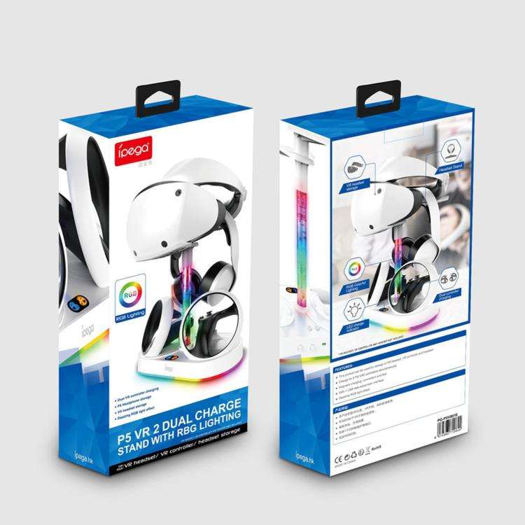 ipega RGB Charging Dock For PS5 VR2 / PlayStation VR2 Controller Charger Station & VR Headset Sta...