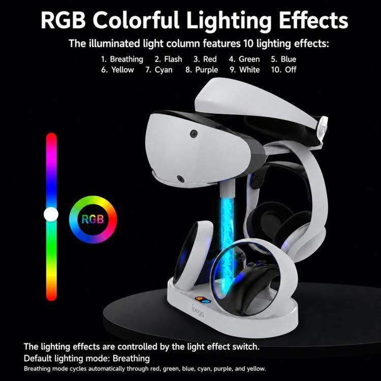 ipega RGB Charging Dock For PS5 VR2 / PlayStation VR2 Controller Charger Station & VR Headset Sta...