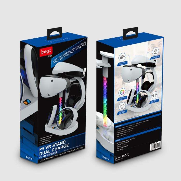 ipega RGB Charging Dock For PS5 VR2 / PlayStation VR2 Controller Charger Station & VR Headset Sta...
