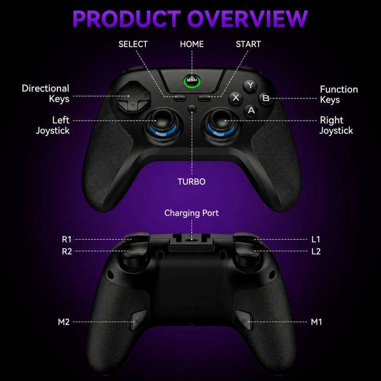 BSP G3 Tri-Mode Game Controller With Carbon Joysticks Macro Keys For PC / Switch / PS4 / iOS & An...