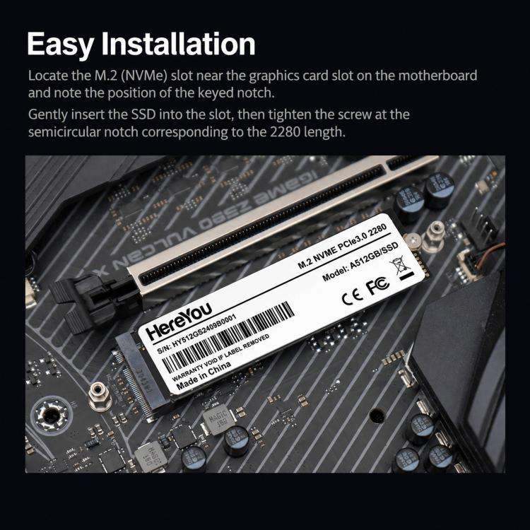 HereYou M.2 NVMe PCIe 3.0 SSD 2280 Internal Solid State Drive For Laptop, Capacity: 128GB