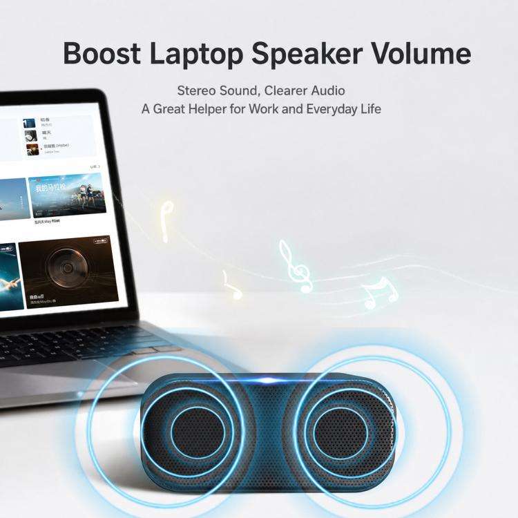 USB Computer Speaker with Built-in Microphone & Sound Card Mini Desktop Stereo Soundbar