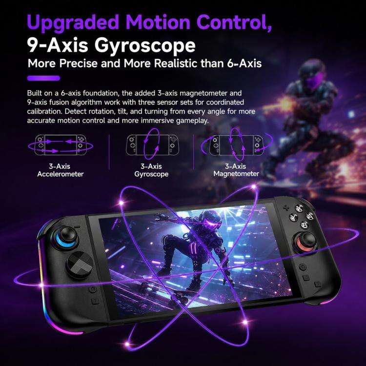 For Nintendo Switch 2 Left + Right Magnetic Controllers 9-Axis RGB Motion-Sensing Hall-Effect Joy...