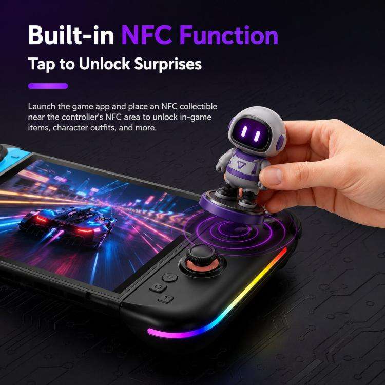 For Nintendo Switch 2 Left + Right Magnetic Controllers 9-Axis RGB Motion-Sensing Hall-Effect Joy...