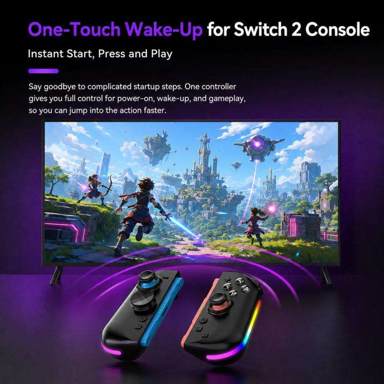 For Nintendo Switch 2 Left + Right Magnetic Controllers 9-Axis RGB Motion-Sensing Hall-Effect Joy...