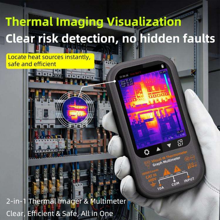 BSIDE SH8 Thermal Imaging Multimeter 2 In 1 Touchscreen HD Infrared Thermometer, Spec: With Mount...