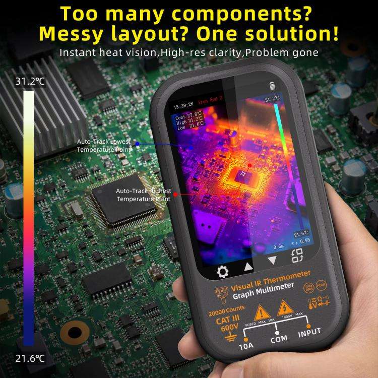 BSIDE SH8 Thermal Imaging Multimeter 2 In 1 Touchscreen HD Infrared Thermometer, Spec: With Mount...