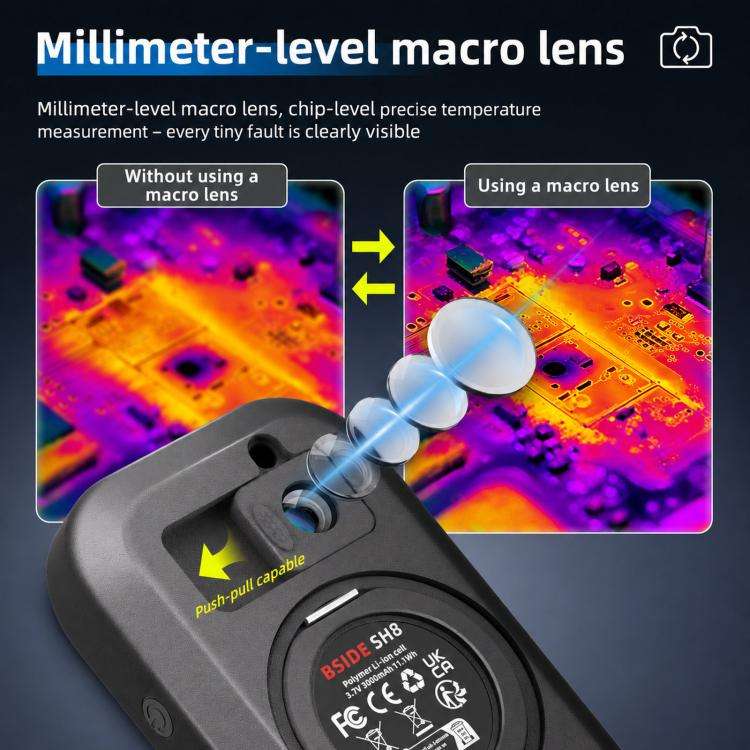 BSIDE SH8 Thermal Imaging Multimeter 2 In 1 Touchscreen HD Infrared Thermometer, Spec: With Mount...