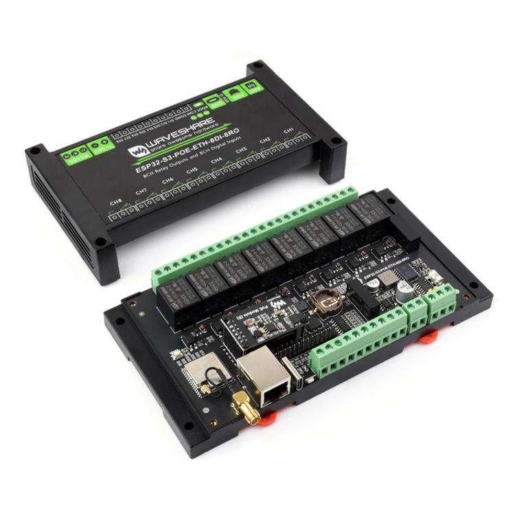 Waveshare ESP32-S3 Industrial Control Board With 8-Channel Wi-Fi Network Relays, Version: PoE Port