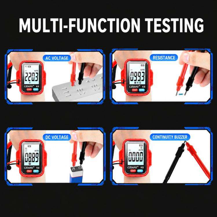 CZDANG K8 High Precision Digital Wrist Multimeter Portable Smart Voltage & Resistance Tester