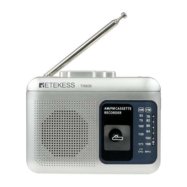 RETEKESS TR606 Retro Portable Cassette Player Radio(Silver)