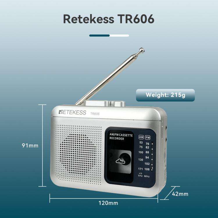 RETEKESS TR606 Retro Portable Cassette Player Radio(White)