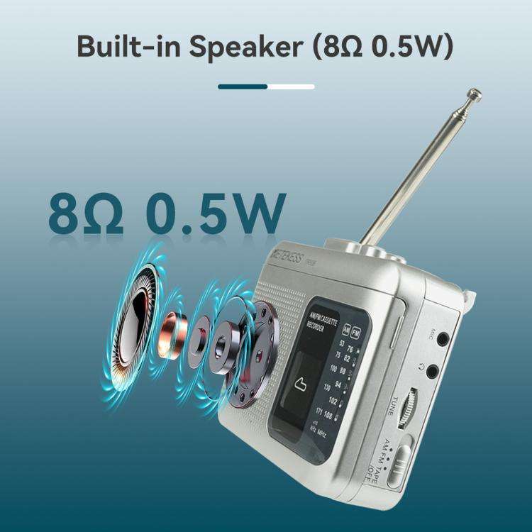 RETEKESS TR606 Retro Portable Cassette Player Radio(White)