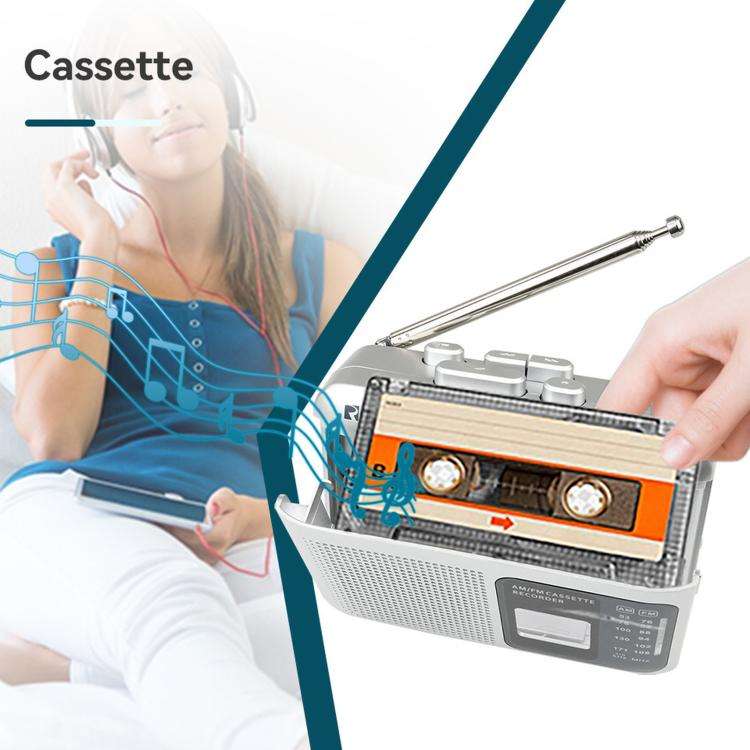 RETEKESS TR606 Retro Portable Cassette Player Radio(White)