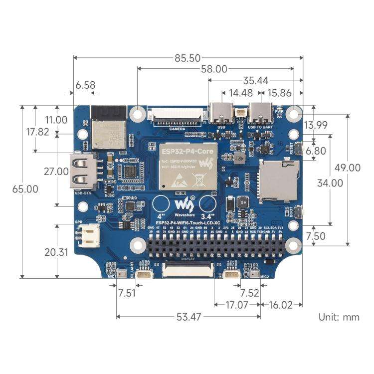 Waveshare 31522 ESP32-P4 4 Inch Round Touch Display Development Board 720 × 720 Resolution