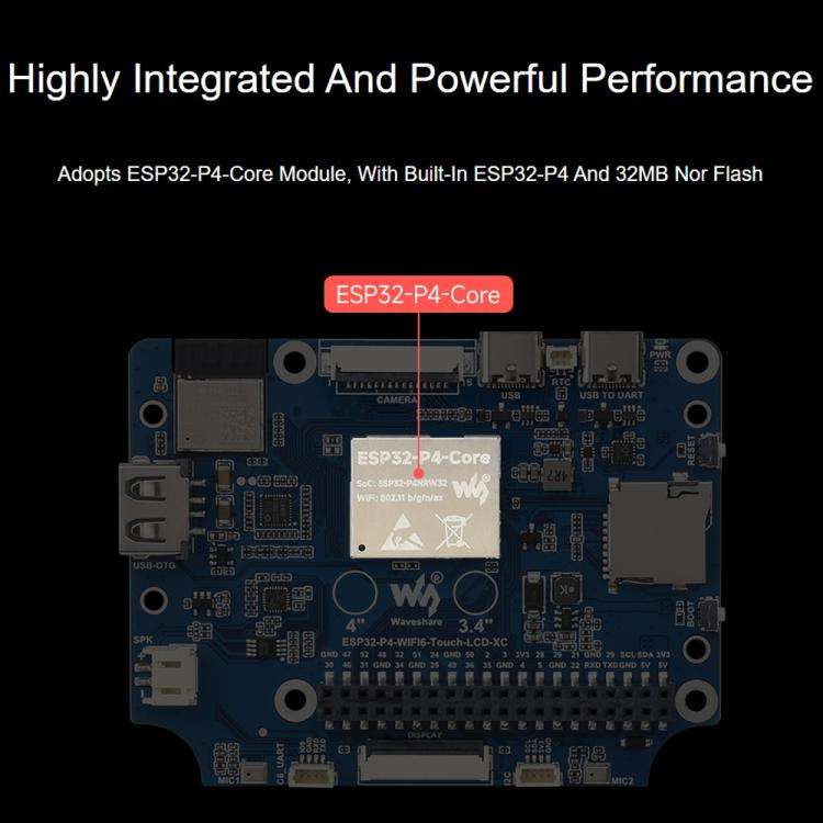 Waveshare 31522 ESP32-P4 4 Inch Round Touch Display Development Board 720 × 720 Resolution