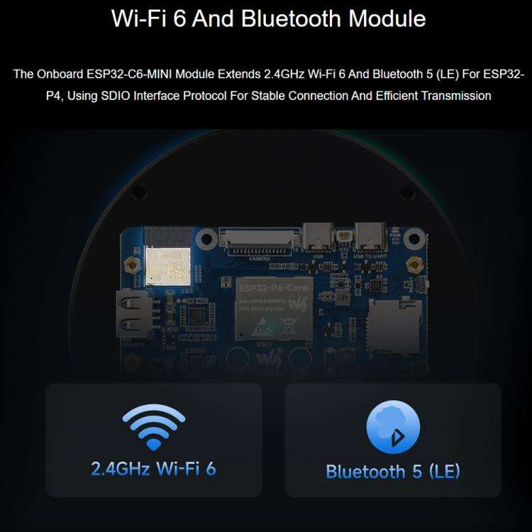 Waveshare 31522 ESP32-P4 4 Inch Round Touch Display Development Board 720 × 720 Resolution