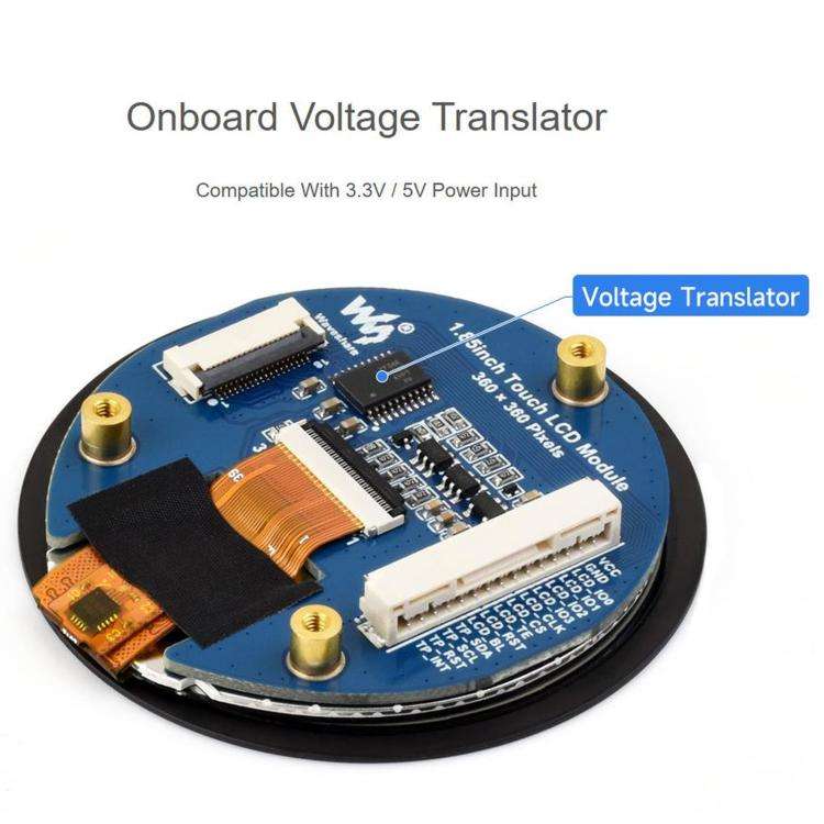 WAVESHARE 1.85 inch Touch LCD Display Module, 360 x 360 Resolution, 262K Color, QSPI And I2C Comm...
