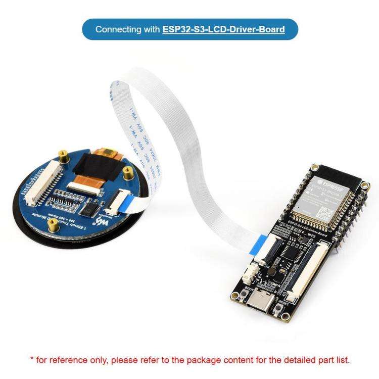 WAVESHARE 1.85 inch Touch LCD Display Module, 360 x 360 Resolution, 262K Color, QSPI And I2C Comm...