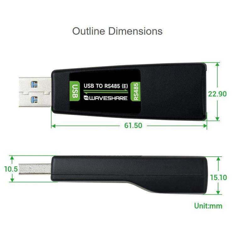 WAVESHARE USB To RS485 (E) Industrial-Grade Isolated Bidirectional Converter, Onboard FT232RNL Ch...