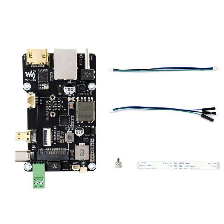 WAVESHARE PCIe To M.2 Multifunctional Adapter, 4K Output, Original RTL8125 2.5GbE Ethernet Contro...