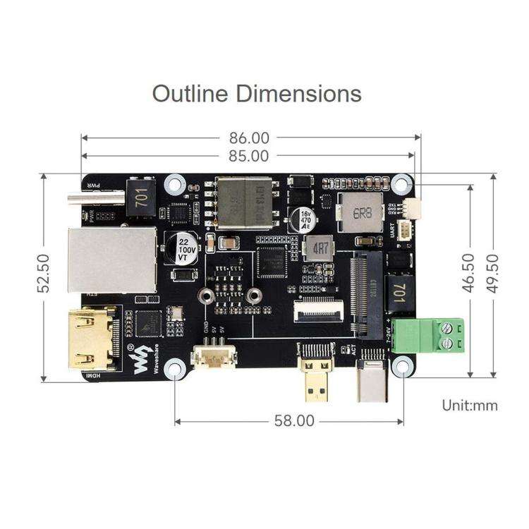 WAVESHARE PCIe To M.2 Multifunctional Adapter, 4K Output, Original RTL8125 2.5GbE Ethernet Contro...