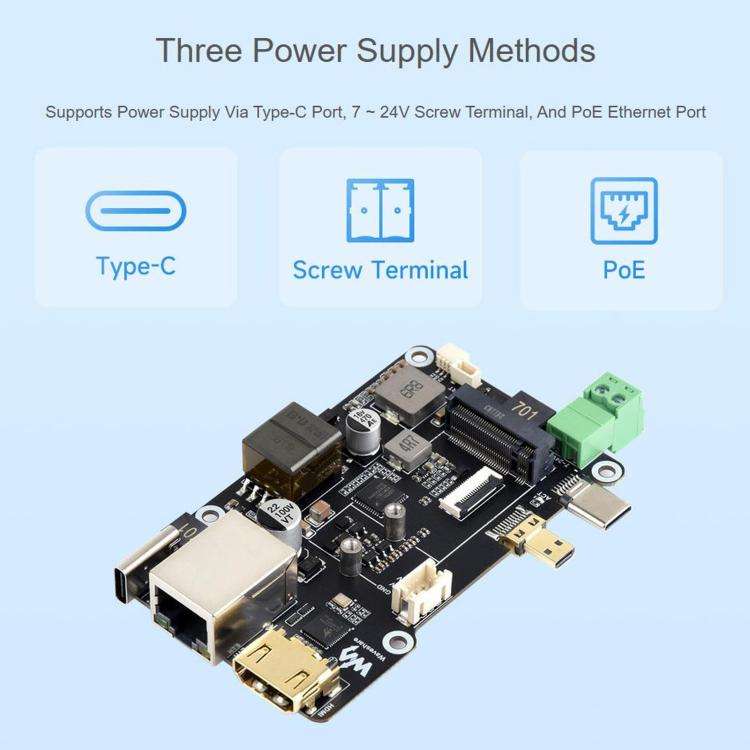WAVESHARE PCIe To M.2 Multifunctional Adapter, 4K Output, Original RTL8125 2.5GbE Ethernet Contro...