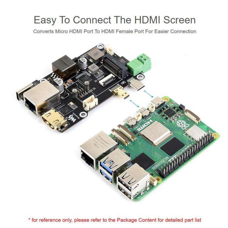 WAVESHARE PCIe To M.2 Multifunctional Adapter, 4K Output, Original RTL8125 2.5GbE Ethernet Contro...