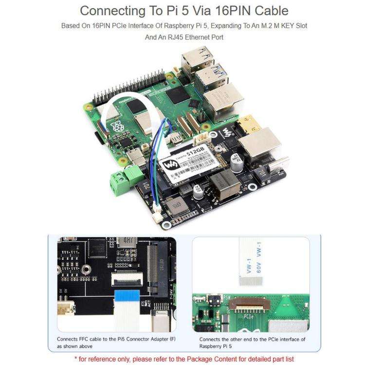 WAVESHARE PCIe To M.2 Multifunctional Adapter, 4K Output, Original RTL8125 2.5GbE Ethernet Contro...