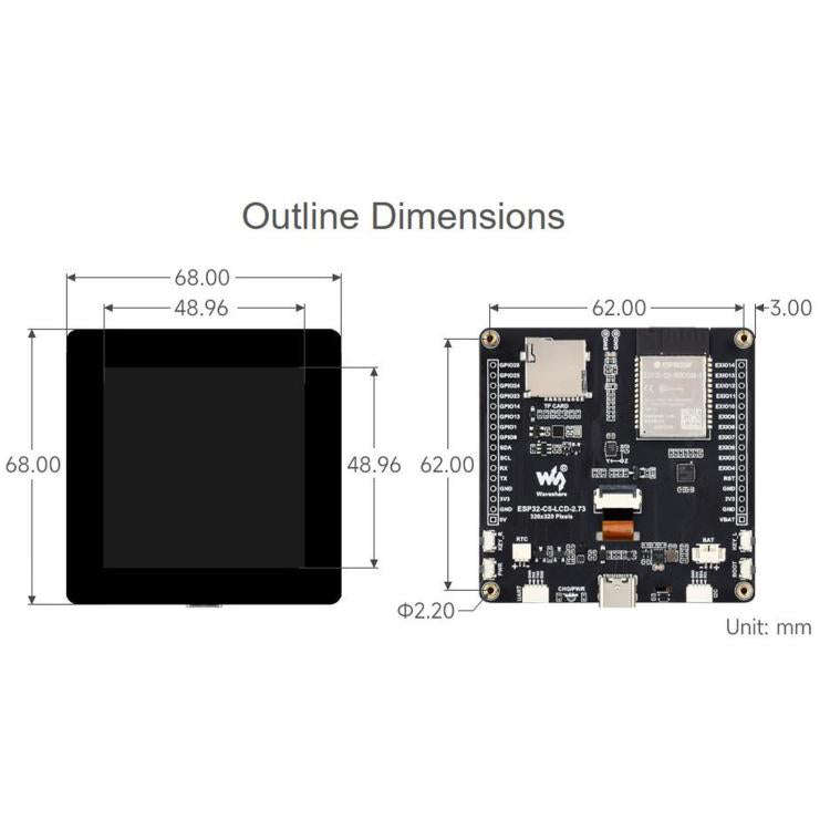 WAVESHARE ESP32-C5 2.73 Inch LCD Display Development Board, 32-Bit RISC-V Processor, Supports Dua...