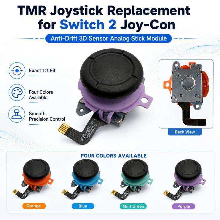 For Switch 2 Joy-Con TMR Joystick Replacement Anti-Drift 3D Sensor Magnetoresistance Analog Stick...