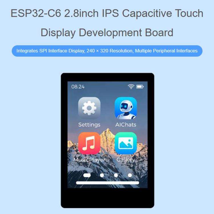 WAVESHARE 35066 ESP32-C6 2.8 Inch IPS Capacitive Touch Display Development Board Ntegrated Wi-Fi ...